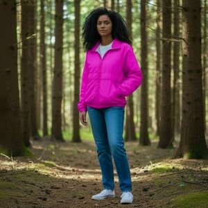 Pacific Trail Fuchsia Pink Vintage Windbreaker with Packable Hood